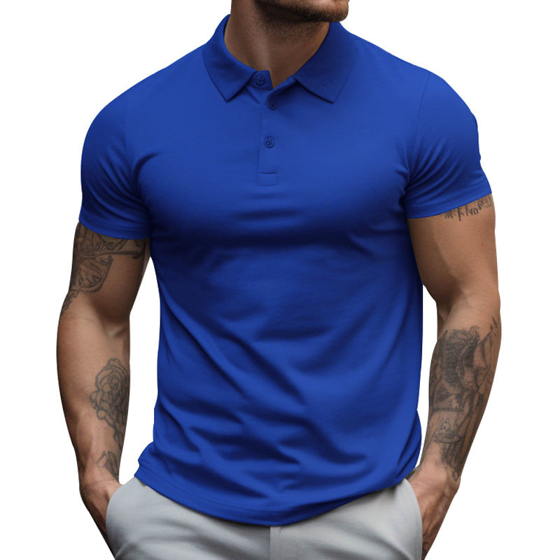 Men's athletic fitted pique polo shirt short-sleeved with hidden button placket Mune Fashion