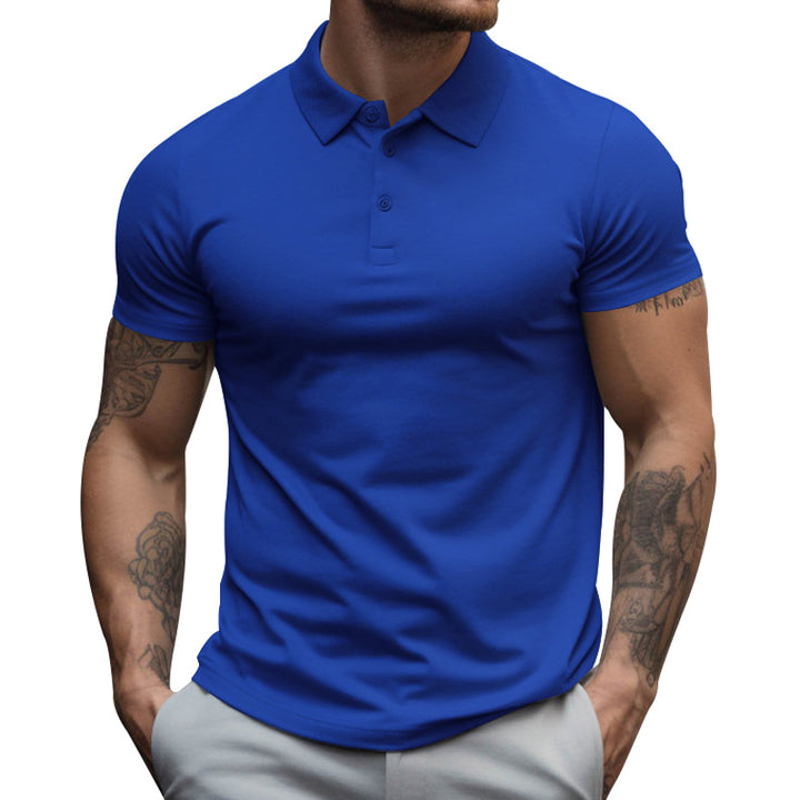 Men's athletic fitted pique polo shirt short-sleeved with hidden button placket Mune Fashion