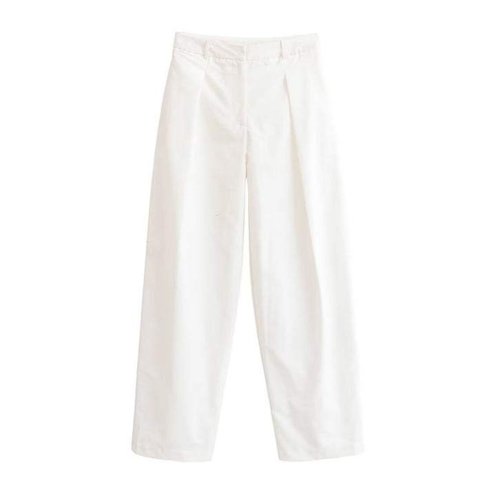 Women's high-waisted wide-leg trouser suit with pleats and crease Mune Fashion