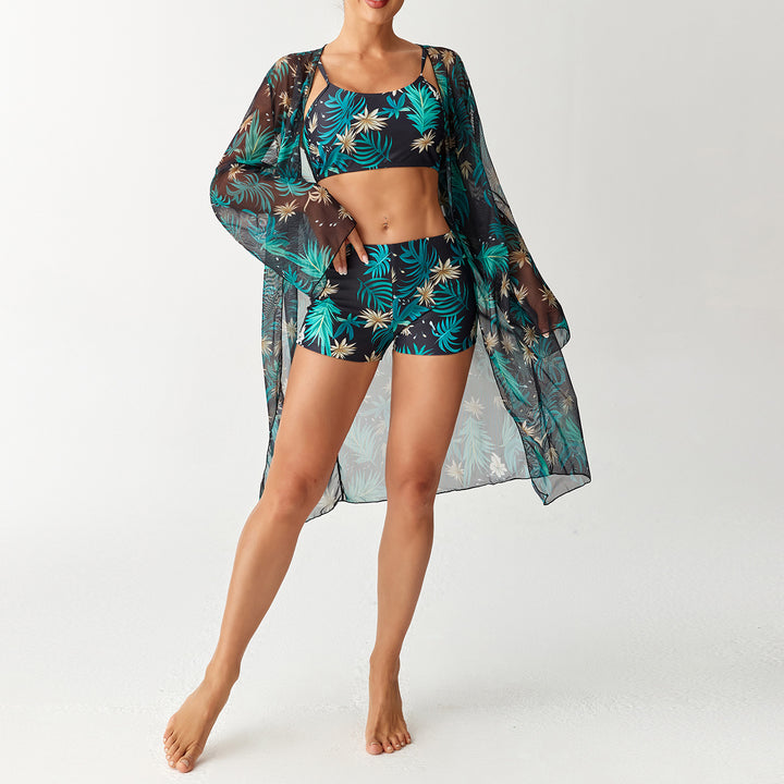 Women's bikini set with elegant crop top and translucent beach kimono Mune Fashion