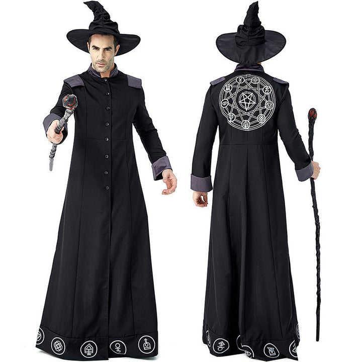 Men's magician costume with detailed symbols and elegant cape Mune Fashion