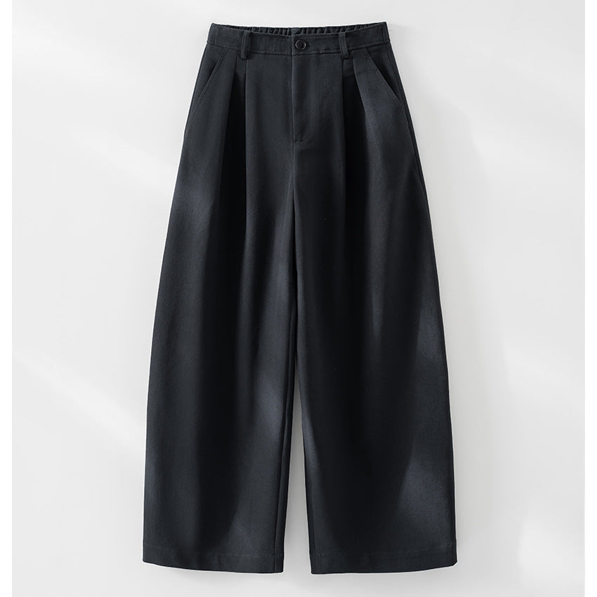 Women's Wide High-Waist Pants with Pleats and Elastic Back Mune Fashion