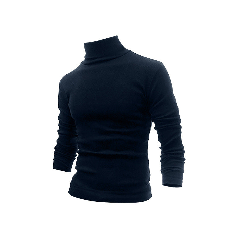 Men's Slim Fit Turtleneck Fine Knit Shirt with Stretch Comfort Mune Fashion