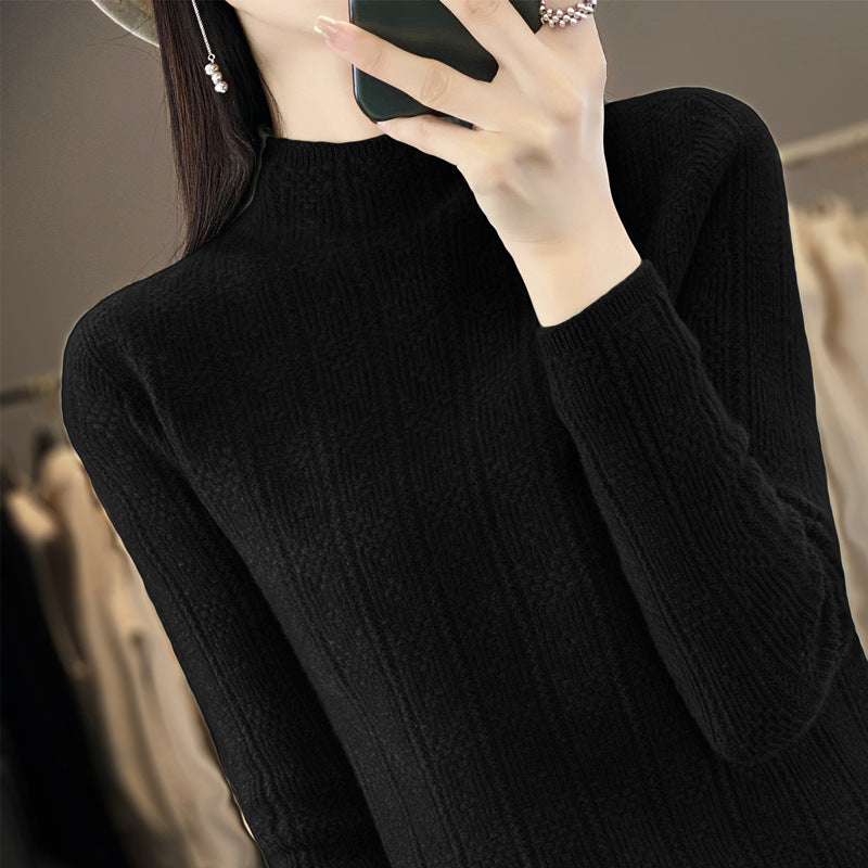 Women's Structured Mockneck Sweater Made of Cashmere-like Wool Blend Mune Fashion