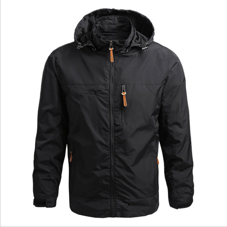 Men's Breathable Softshell Outdoor Jacket with Adjustable Hood and Zipper Pockets Mune Fashion