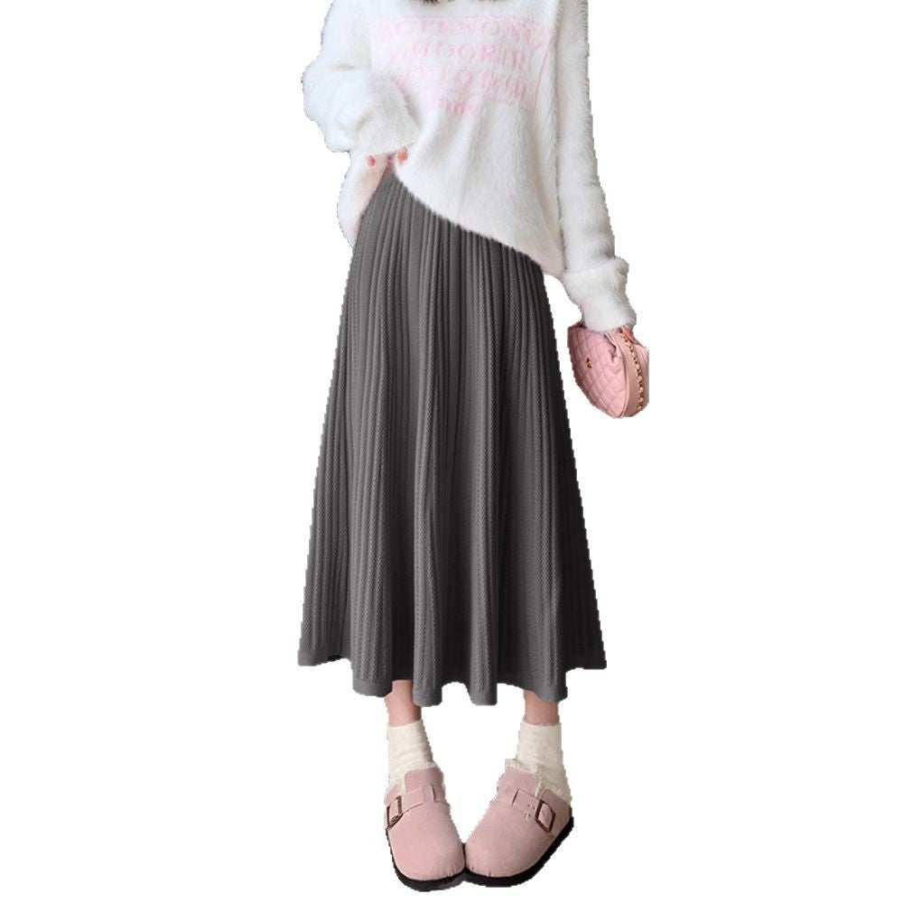 Ladies Elegant Pleated Midi Skirt with High Waist Mune Fashion