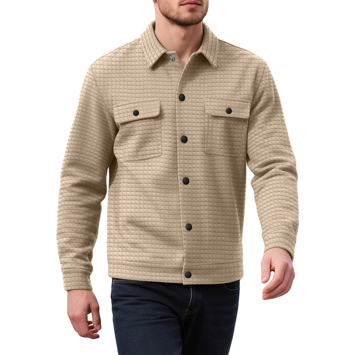 Men's shirt jacket with square quilted structure, snap front and chest flaps Mune Fashion