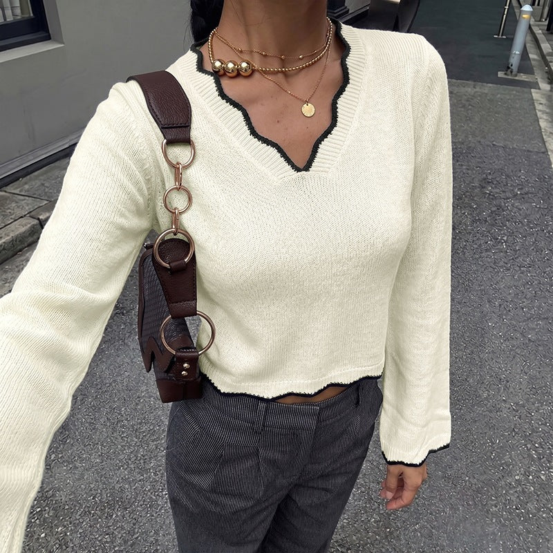 Women's Elegant V-Neck Pullover Mune Fashion