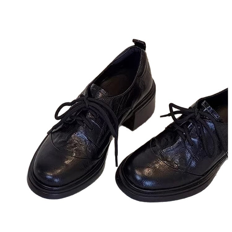 Ladies Elegant Lace-up Derby with Mid-high Block Heel and Profiled Platform Sole Mune Fashion