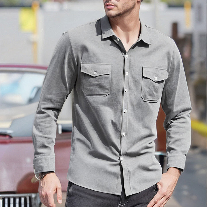 Men's Long Sleeve Shirt with Practical Chest Pockets Mune Fashion