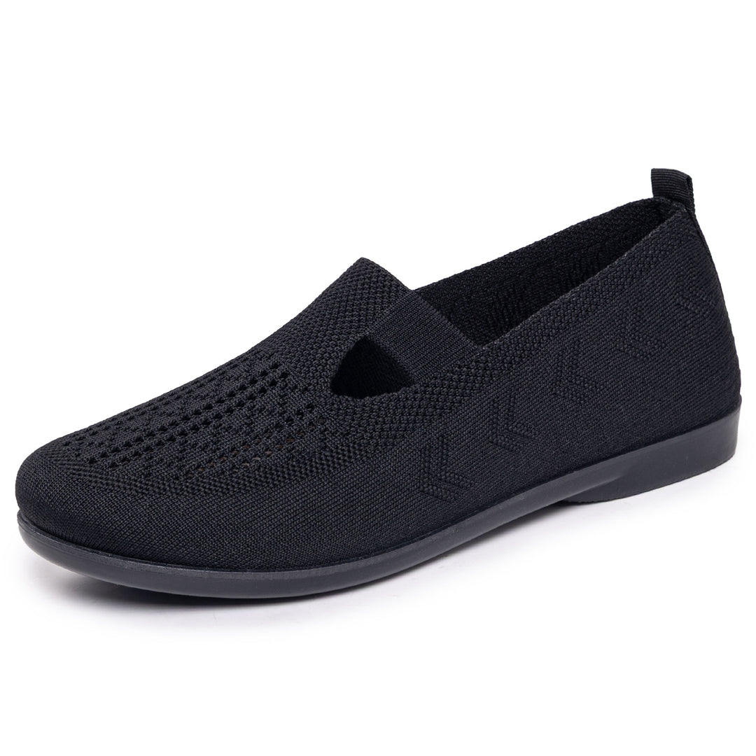 Ladies nan lightly knitted comfort moccasin with elastic central strap and shock-absorbing wedge sole Mune Fashion