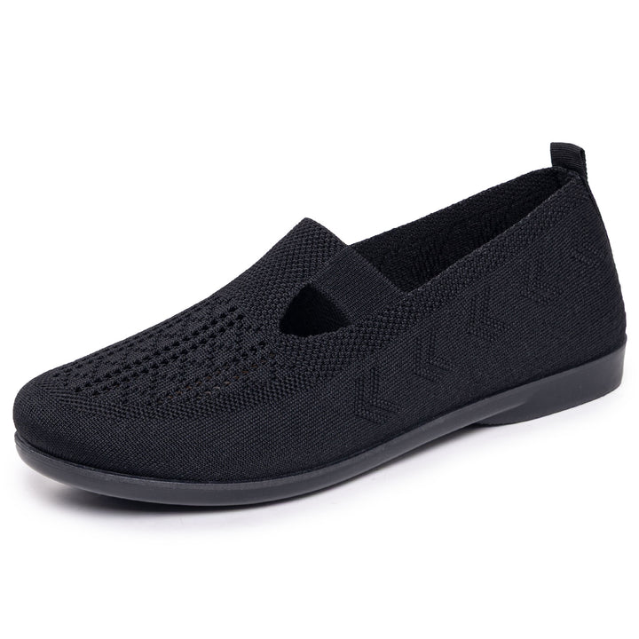Ladies nan lightly knitted comfort moccasin with elastic central strap and shock-absorbing wedge sole Mune Fashion