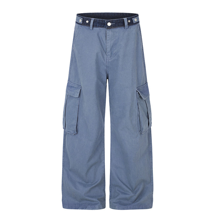 Women's Wide Cargo Palazzo Pants with Large Flap Pockets and High Waist Mune Fashion