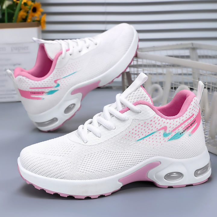 Women's sporty mesh running sneakers with visible air cushioning, breathable knitted upper and ergonomic comfort sole Mune Fashion