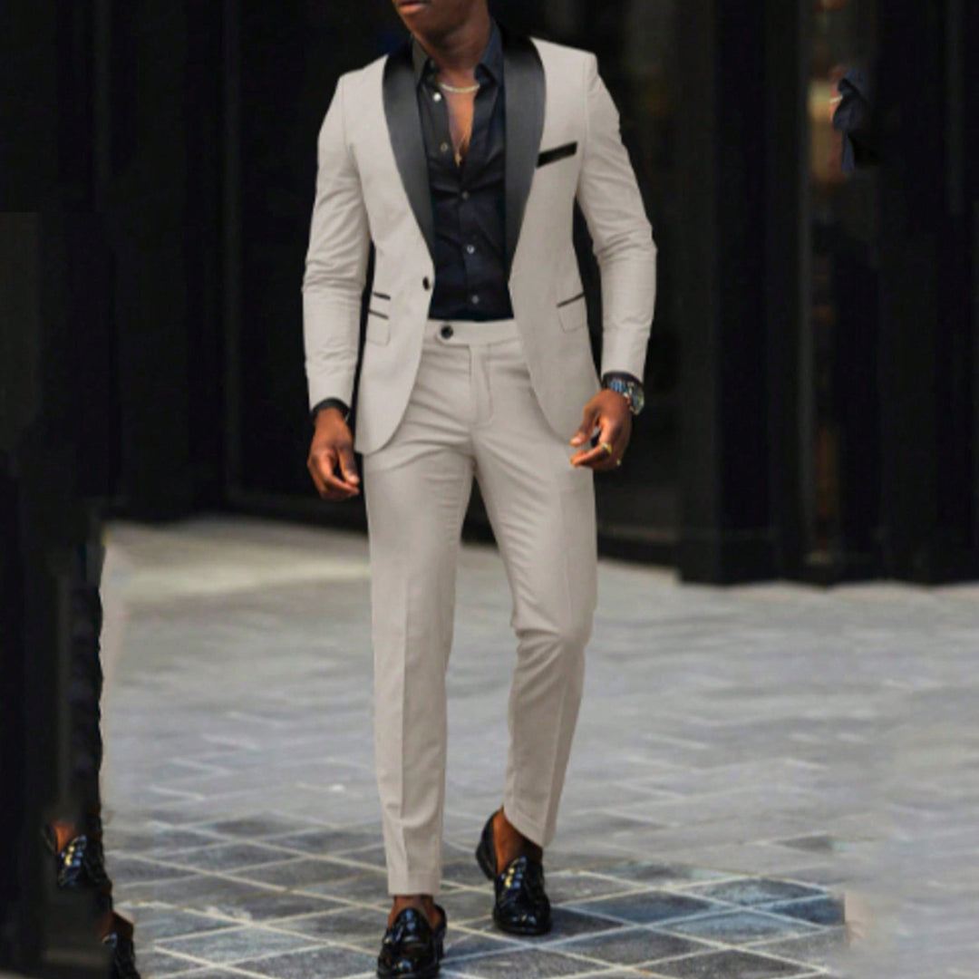 Men's Tailored Tuxedo Set with Shawl Collar and Slim Suit Trousers Mune Fashion
