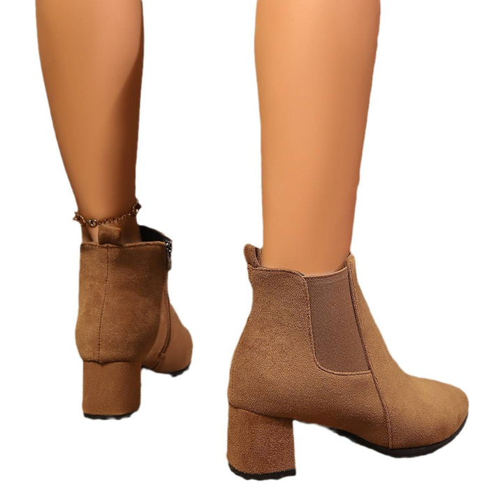 Women's Elegant Short Ankle Boots with Block Heel Mune Fashion