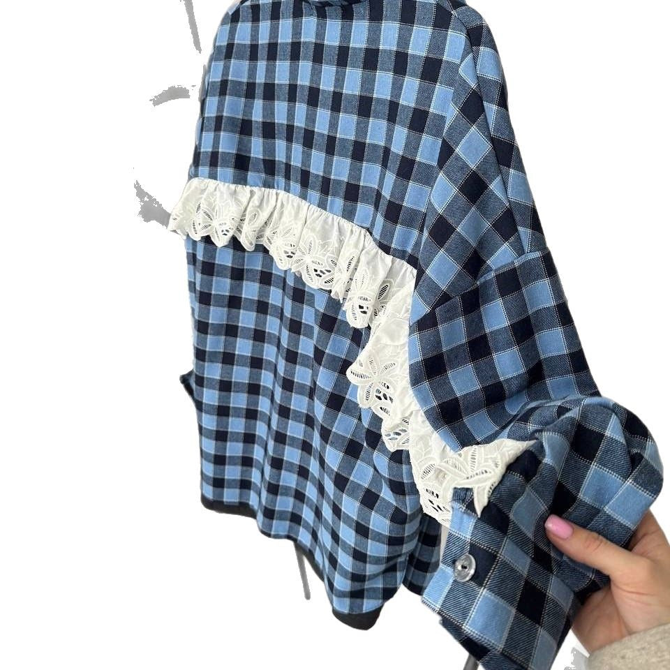 Women's Oversized Checked Flannel Shirt Jacket with Loose Fit Mune Fashion