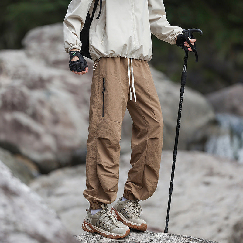 Men's Lightweight Technical Cargo Trekking Pants with Drawstring Waist, Zipper Pockets, and Elastic Hem Mune Fashion