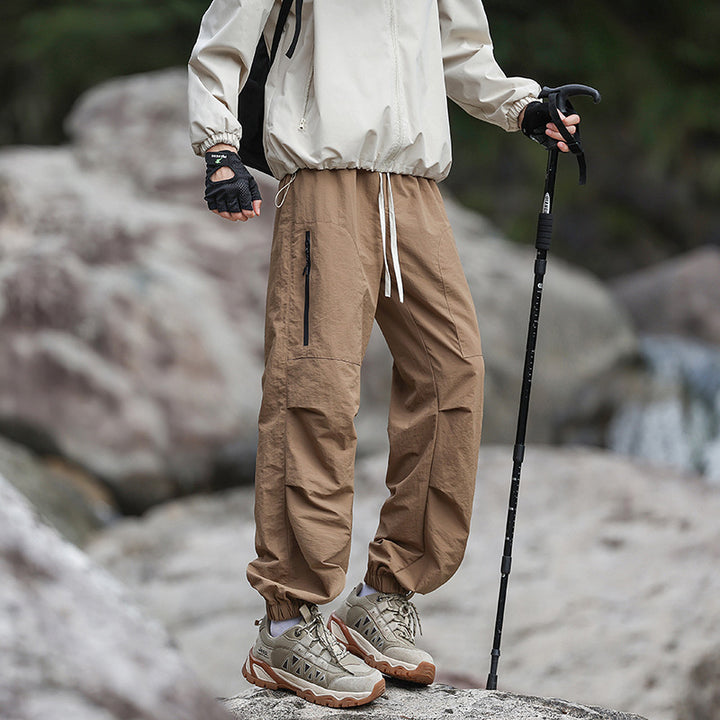 Men's Lightweight Technical Cargo Trekking Pants with Drawstring Waist, Zipper Pockets, and Elastic Hem Mune Fashion