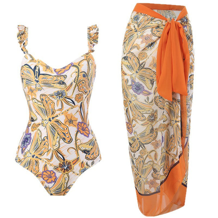 Women’s swimsuit dress with floral pattern and flaring skirt Mune Fashion