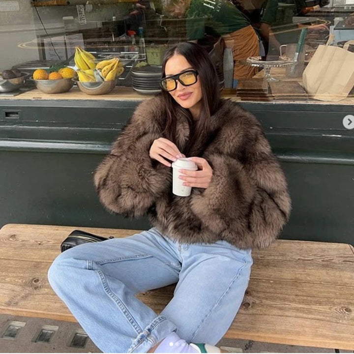 Ladies Fur Jacket with Long, Soft Sleeves Mune Fashion