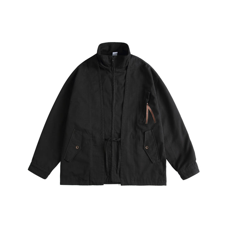 Unisex Oversized Canvas-Field Jacket with Drawstring, Funnel Collar and Utility Pockets Mune Fashion