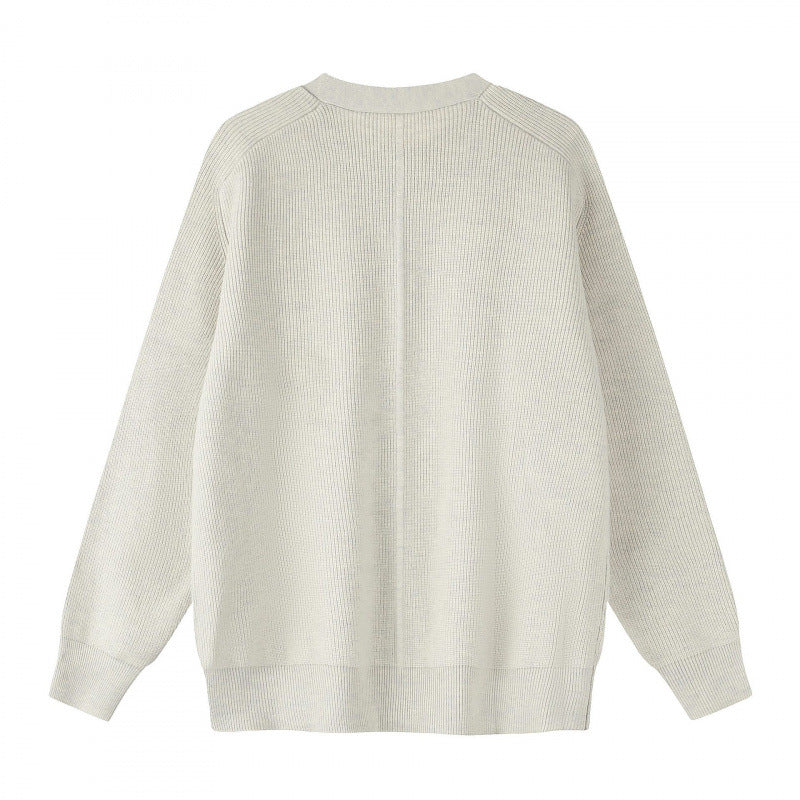 Unisex Boxiger Fine Knit Cardigan with Round Neck, Raglan Sleeves and Partial Button Placket Mune Fashion