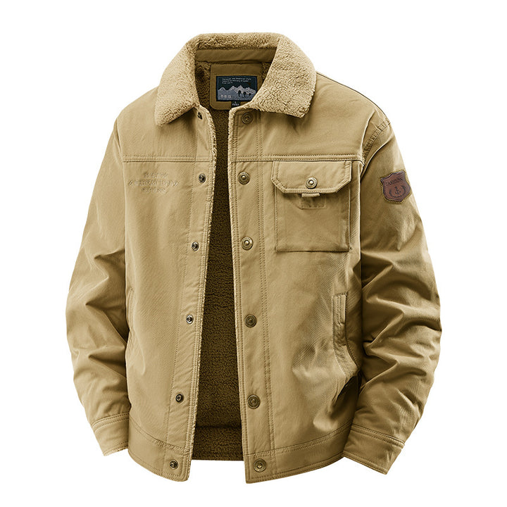 Men's quilted canvas worker jacket with teddy collar, thermal lining, and multiple pockets Mune Fashion