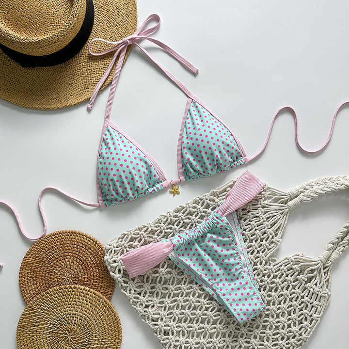 Women's Triangle Bikini with Stylish Polka Dot Pattern Mune Fashion