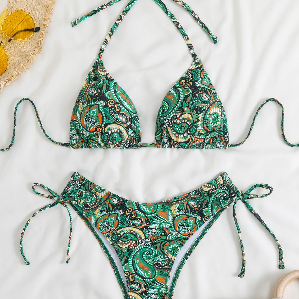 Ladies Bikini set with adjustable triangle top and high cut leg Mune Fashion