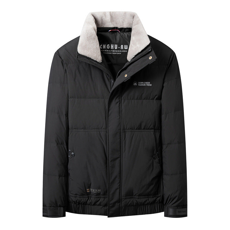 Men's Short Padded Jacket with High Faux Fur Collar, Water-Repellent Outer Shell and Thermal Insulation Mune Fashion