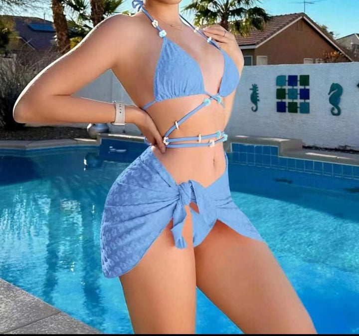 Women's Triangle Bikini with Fashionable Wrap Skirt Mune Fashion