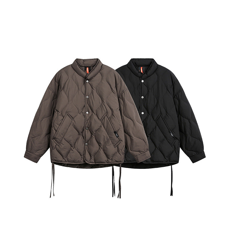 Men's Short Quilted Oversized Insulation Jacket with Diamond Quilting Mune Fashion