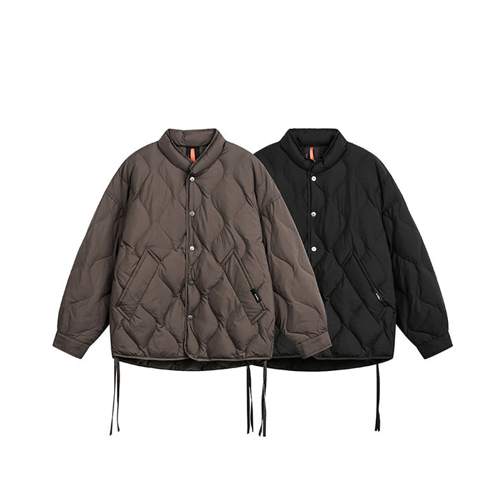 Men's Short Quilted Oversized Insulation Jacket with Diamond Quilting Mune Fashion