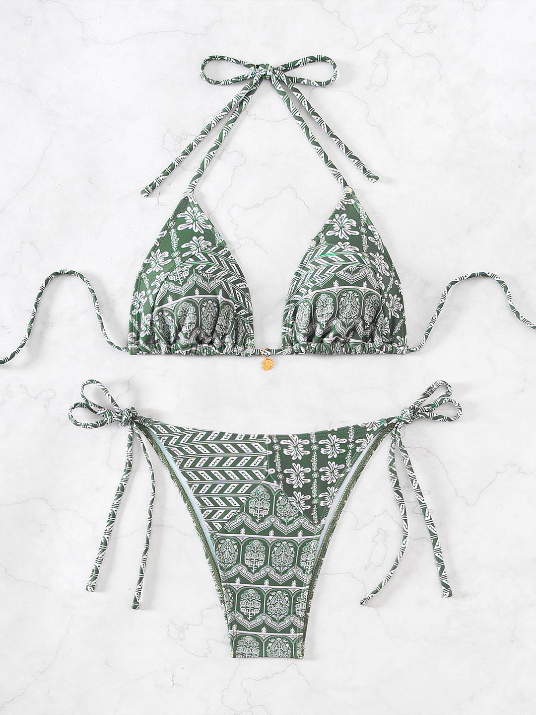 Women's triangle bikini with playful floral design and adjustable straps Mune Fashion