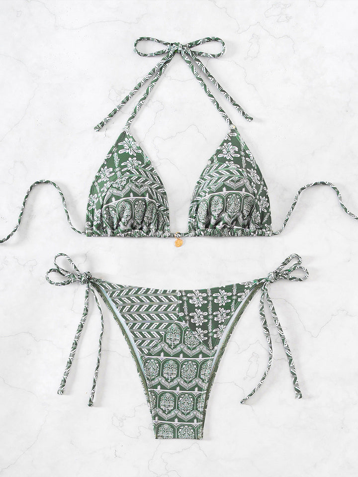 Women's triangle bikini with playful floral design and adjustable straps Mune Fashion