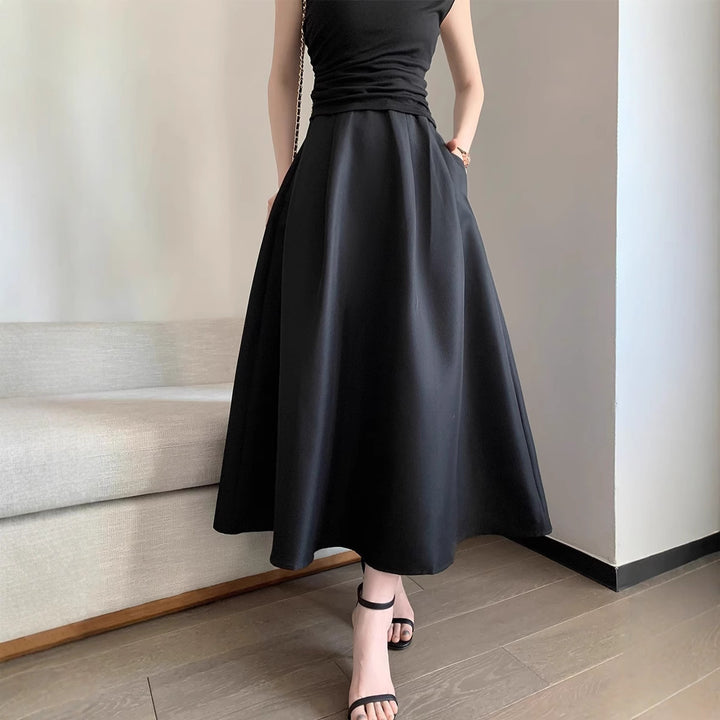 Women Elegant Long Dress with Waist Belt Mune Fashion
