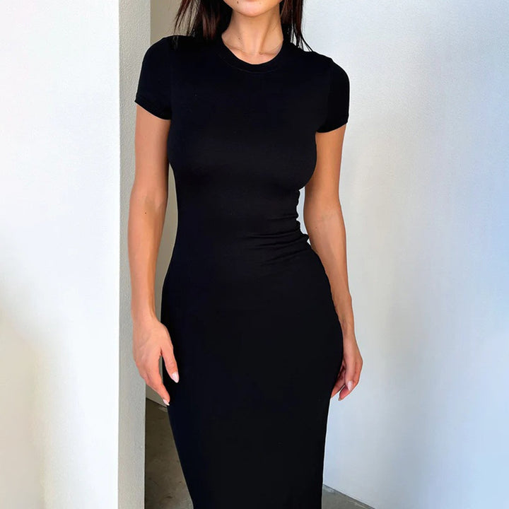 High Elastic Slim Sexy Short-Sleeved Long Skirt Dress Mune