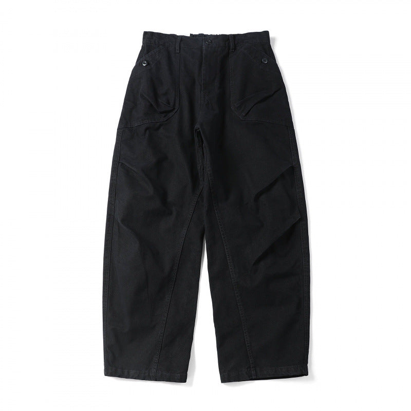 Unisex Loose Utility Pants with High Waist, Wide Leg and External Work Pockets Mune Fashion