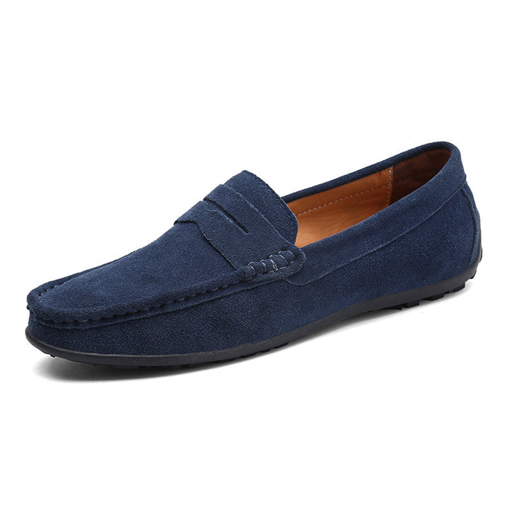 Men's elegant suede loafers with hand-stitched moccasin seam and non-slip rubber tread sole Mune Fashion