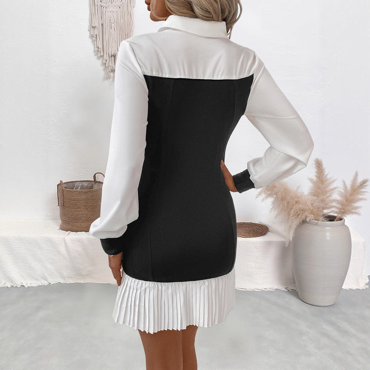 Women Elegant Blouse Dress with Pleated Details Mune Fashion