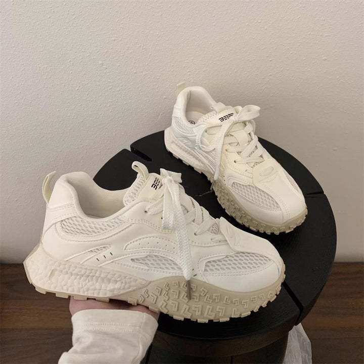 Women's Platform Chunky Sneaker with Reflective Mesh Inserts, Padded Comfort Collar, and Shock-Absorbing Sole Mune Fashion
