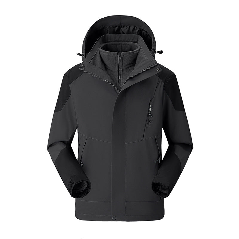 Women's two-layer outdoor jacket with detachable fleece inner jacket and adjustable hood Mune Fashion
