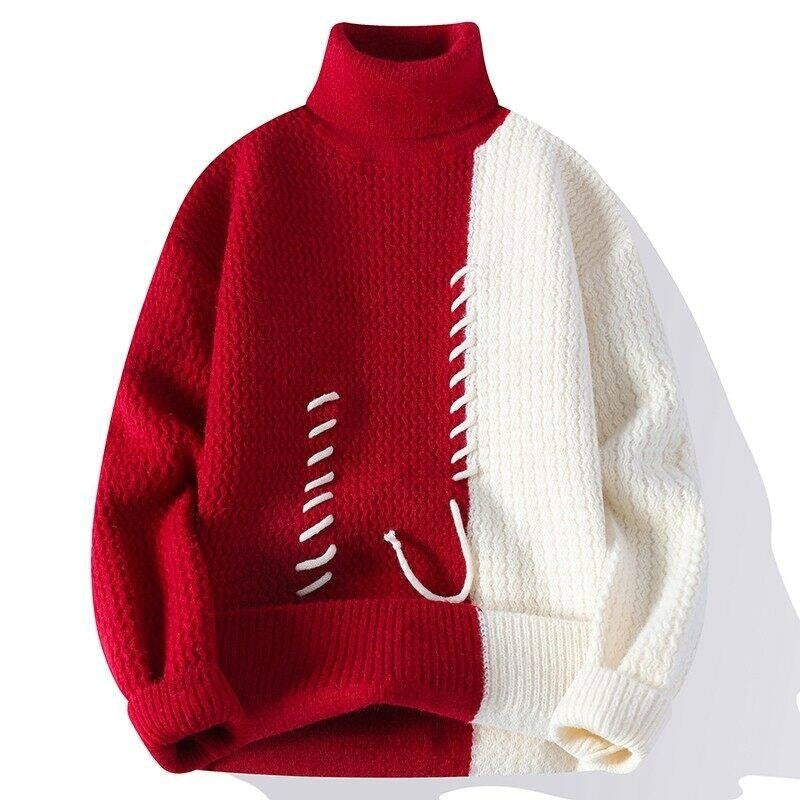 Unisex oversized knit sweater with cable pattern and decorative stitching Mune Fashion