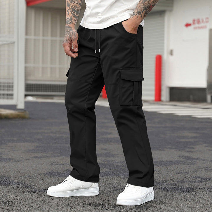 Men's nano technical cargo leisure pants with drawstring waistband, straight leg, and patch flap pockets Mune Fashion