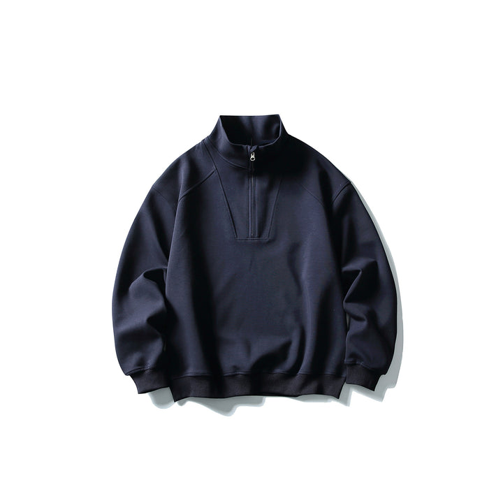 Unisex Relaxed-Halfzip-Sweatshirt with high collar and raglan seam