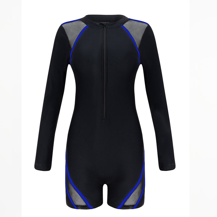 Women's Sporty Long Sleeve Swim Suit with Breathable Mesh Inserts Mune Fashion
