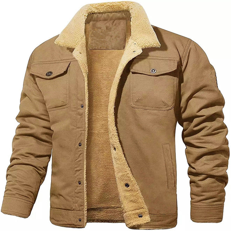 Men's shirt jacket in worker style with Sherpa lining and flap pockets Mune Fashion