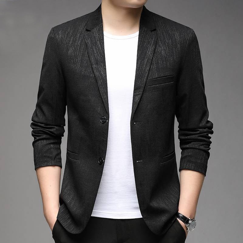 Men's slim-fitting structured blazer with subtle sheen and half lining Mune Fashion