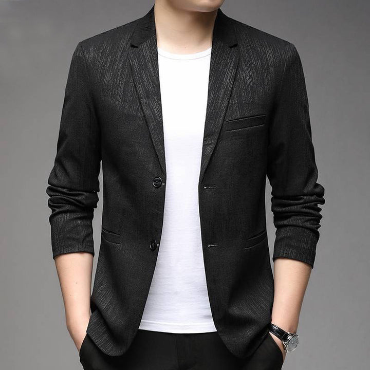 Men's slim-fitting structured blazer with subtle sheen and half lining Mune Fashion